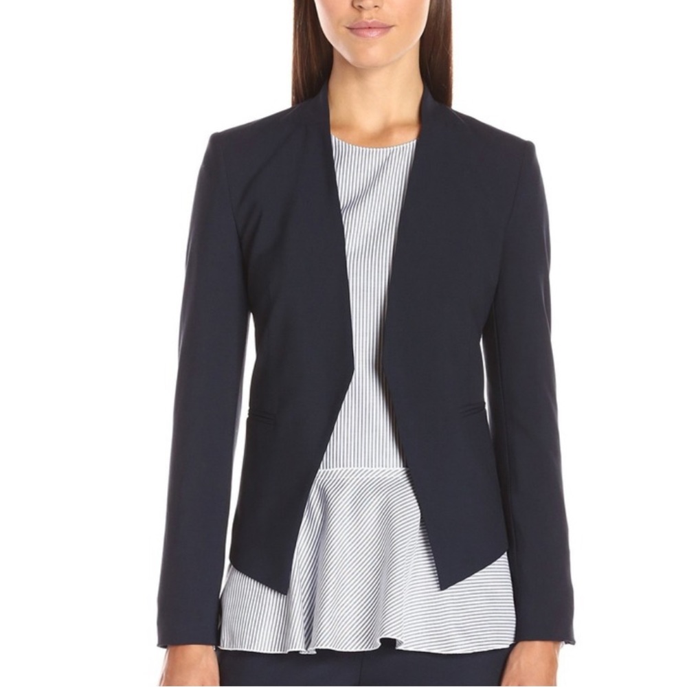 Theory Winola R Deep Navy Drapey Crepe Blazer - image 1